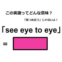 この英語ってどんな意味？「see eye to eye」