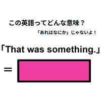 この英語ってどんな意味？「That was something.」