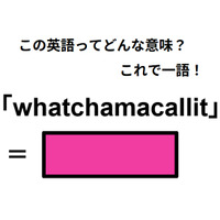 この英語ってどんな意味？「whatchamacallit」