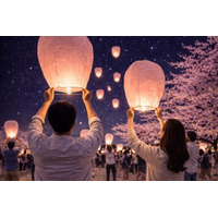 大阪の春を満喫！「扇町桜まつり」夜空が桜色に染まるランタンや利き酒を楽しむ3日間