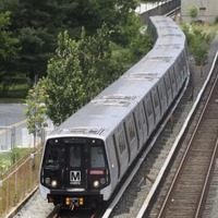 川崎重工業が製造した米ワシントン首都圏地下鉄の車両「7000系」＝2021年7月、米メリーランド州（共同）