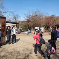 にぎわう高尾山の山頂＝東京都八王子市