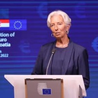 欧州中央銀行のラガルド総裁＝12日、ブリュッセル（ゲッティ＝共同）
