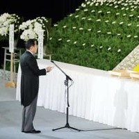 安倍元首相の国葬で追悼の辞を述べる岸田首相＝27日午後2時31分、東京都千代田区の日本武道館（代表撮影）