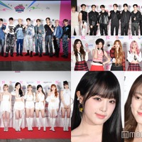 「KCON JAPAN 2023」レッドカーペットに登場した（左上から時計回りに）INI、THE BOYZ、STAYC、矢吹奈子、チェ・イェナ、NiziU（C）モデルプレス