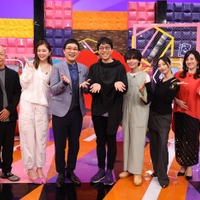 （左から）小峠英二、ゆうちゃみ、山里亮太、成田悠輔、大西流星、MEGUMI、野々村友紀子（C）MBS