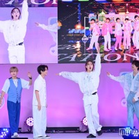 小島健のエド・はるみギャグにツッコむ長尾謙杜と道枝駿佑、驚きを隠せない正門良規(C)モデルプレス