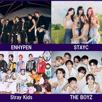 （上段左から）LE SSERAFIM、ENHYPEN、STAYC、ITZY（下段左から）ATEEZ、Stray Kids、THE BOYZ（提供写真）