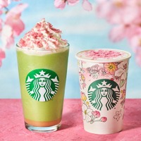 （左から）花見抹茶 クリーム フラペチーノ、花見 ブロンド ラテ※画像はイメージ／提供画像