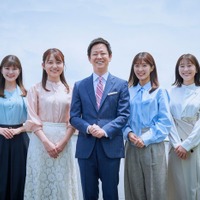 増田紗織アナウンサー、三山賀子アナウンサー、平石直之アナウンサー、荒井理咲子アナウンサー、小松崎花菜アナウンサー（C）テレビ朝日