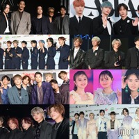 （左上から時計回りに）三代目 J SOUL BROTHERS 、TOMORROW X TOGETHER、 Da-iCE、乃木坂46、櫻坂46、&TEAM、BE:FIRST、超特急、JO1（C）モデルプレス