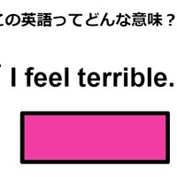 この英語ってどんな意味？「 I feel terrible. 」