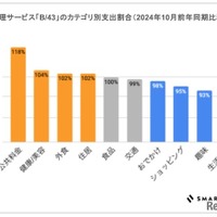 家計管理サービス「B/43」のカテゴリ別支出割合