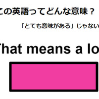 この英語ってどんな意味？「That means a lot. 」