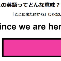 この英語ってどんな意味？「Since we are here, 」