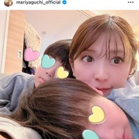 矢口真里、長男＆次男がべったり！仲良し親子3SHOTに反響「かわいいママさん」「子供より顔が小さく見える」