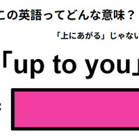 この英語ってどんな意味？「up to you」