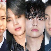 RM/Photo by Getty Images、JIMIN(C)モデルプレス、V/Photo by Getty Images、JUNG KOOK(ジョングク)(C)モデルプレス