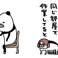 犬と同じ部屋で「作業あるある」。自分のベッドで寝ないで…わざわざ愛犬が向かう場所は？【パンダと犬 ＃９】