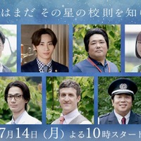(左上から)淵上泰史、許豊凡、篠原篤、西野恵未(左下から)根岸拓哉、チャド・マレーン、諏訪雅「僕達はまだその星の校則を知らない」 (C)カンテレ
