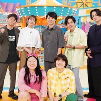 (後列左から)陣内智則、比嘉愛未、櫻井翔、二宮和也、菊池風磨(前列左から)よしこ、まひる(C)日本テレビ