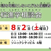 日本語を母語としない子供と保護者の高校進学相談会