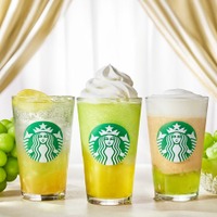 チラックス ソーダ マスカット、グラン マスカット フラペチーノ、マスカット アールグレイ フローズン ティー（提供写真）