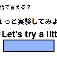 英語で「ちょっと実験してみよう！」はなんて言う？