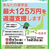 【全国枠】2025年度徳島県奨学金返還支援制度「助成候補者」募集