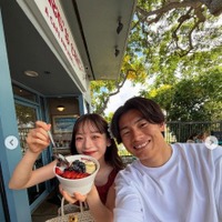 由布菜月、上田綺世選手／上田綺世選手Instagramより