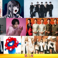 （上段左から）AiScReam、Ado、ATEEZ、JAEJOONG（ジェジュン）（中段左から）スキマスイッチ、中島健人、「ミス・サイゴン」2026カンパニー、水谷千重子（下段左から）Mrs. GREEN APPLE、ミャクミャク、Little Glee Monster（C）フジテレビ