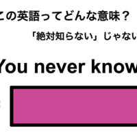 この英語ってどんな意味？「You never know.」