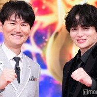 スペシャル番組「炎のチャレンジャー」囲み取材に出席した南原清隆、菊池風磨（C）モデルプレス