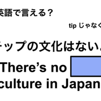 英語で「チップの文化はないよ」は何て言う?