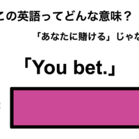 この英語ってどんな意味？「You bet.」