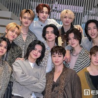 モデルプレスのインタビューに応じたINI（上段左から）田島将吾、尾崎匠海、高塚大夢（中段左から）許豊凡、西洸人、佐野雄大、池崎理人（下段左から）藤牧京介、松田迅、後藤威尊、木村柾哉（C）モデルプレス