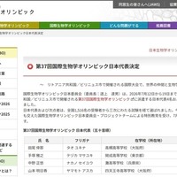 第37回国際生物学オリンピック 日本代表（五十音順）