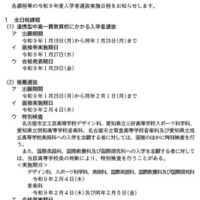 令和9年度公立高等学校入学者選抜実施日程