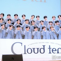 「シアターボーイズグループ」記者発表に出席したCloud ten（後列左から）深水柊人、北凪晴、本田高優、 渡邊絢斗、船水健佑、西山巳喜多、蓮水航太朗、大和田歩夢、根本純志、木村陽（中列左から）小峯佑斗、濱屋元希、福嶋涼斗、阿部晴仁、大瀬礼葵、碩大翔、稲葉斗真、上野誠治、福田結聖、佐藤流星（前列左から）福間しん、駒井玲紅、望月清秀、松尾帆高、平石愛葵、宇治斗真、平岡幹基、 冨澤琉、  興梠大和、桜木せな（C）モデルプレス