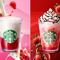 「ごろっとイチゴミルク」「イチゴチョコレートフラペチーノ」（提供写真）