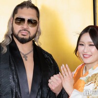 取材会に出席したNARAKU選手、イヨ・スカイ選手（C）モデルプレス
