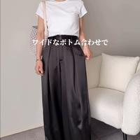 バズり中の【ユニクロ】ミニTで上半身華奢見え!相性抜群のワイドボトム合わせた良バランスコーデ【40代の毎日コーデ】