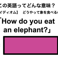 この英語ってどんな意味?「How do you eat an elephant?」