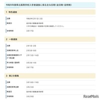 2027年度県立高等学校入学者選抜に係るおもな日程（全日制・定時制）