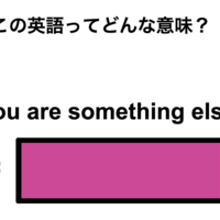 この英語ってどんな意味?「You are something else.」