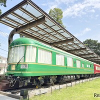 清瀬市立中央公園内に設置されている「夢空間」のダイニングカーとラウンジカー