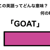 この英語ってどんな意味?「GOAT」