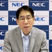 共同通信などのインタビューに応じるNECの森田隆之社長