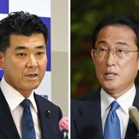 岸田首相（右）と立憲民主党の泉代表