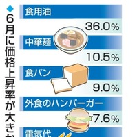 6月に価格上昇率が大きかった主な品目
